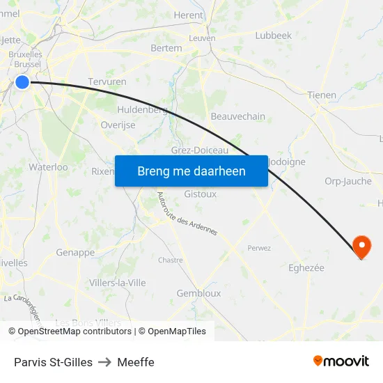 Parvis St-Gilles to Meeffe map