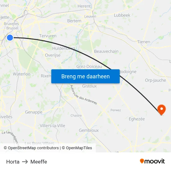 Horta to Meeffe map
