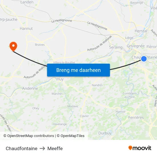Chaudfontaine to Meeffe map