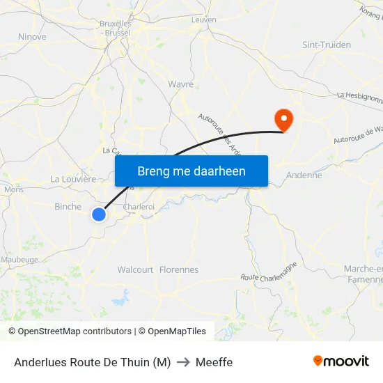 Anderlues Route De Thuin (M) to Meeffe map