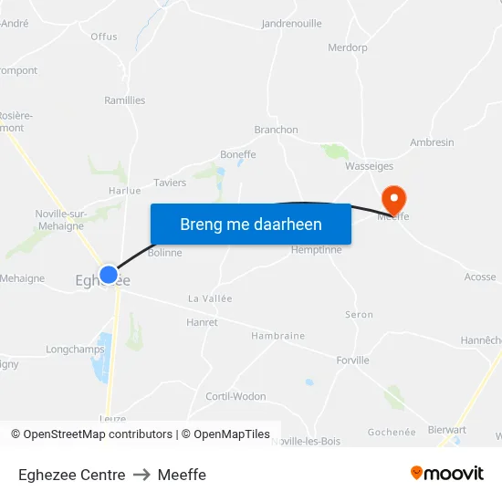 Eghezee Centre to Meeffe map