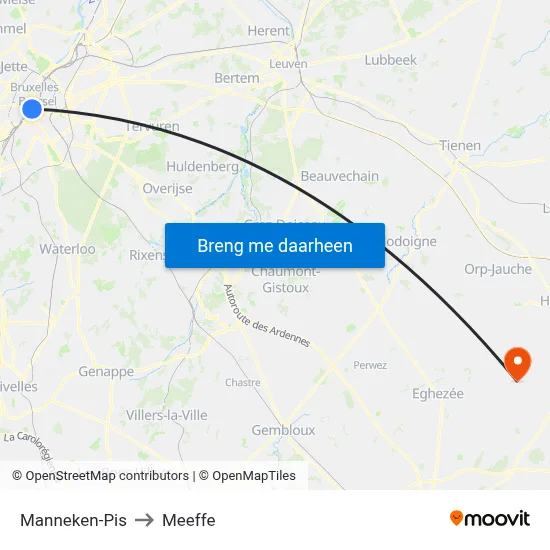 Manneken-Pis to Meeffe map