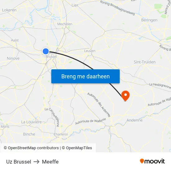 Uz Brussel to Meeffe map