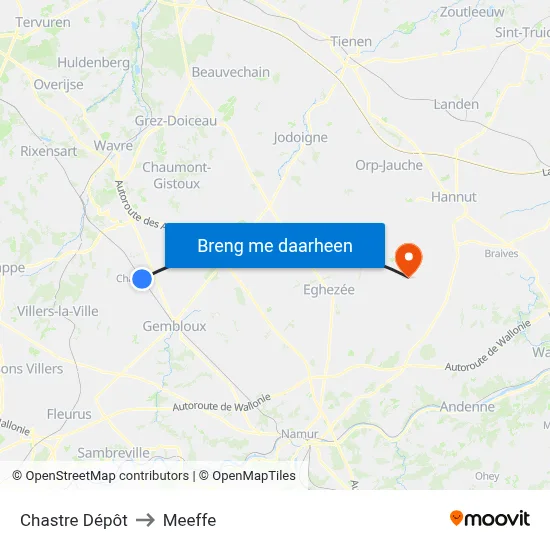 Chastre Dépôt to Meeffe map