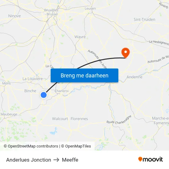 Anderlues Jonction to Meeffe map