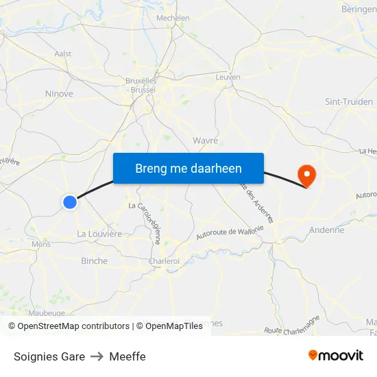 Soignies Gare to Meeffe map
