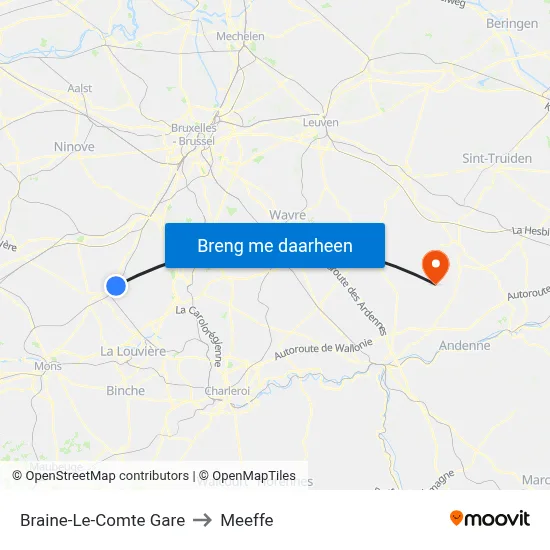 Braine-Le-Comte Gare to Meeffe map