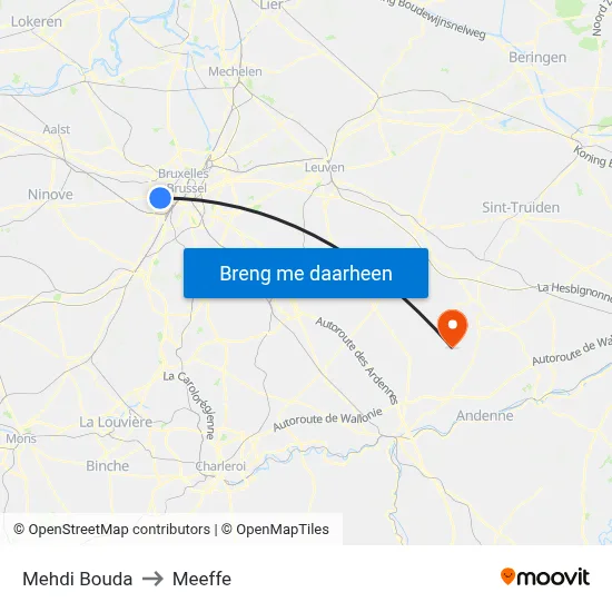 Mehdi Bouda to Meeffe map