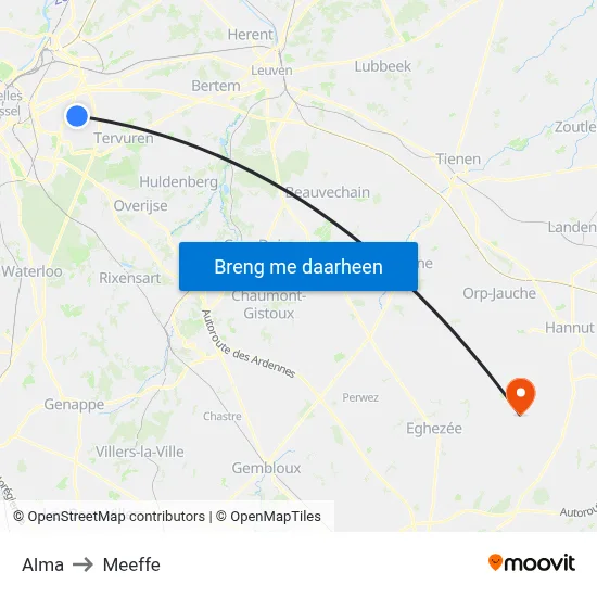 Alma to Meeffe map