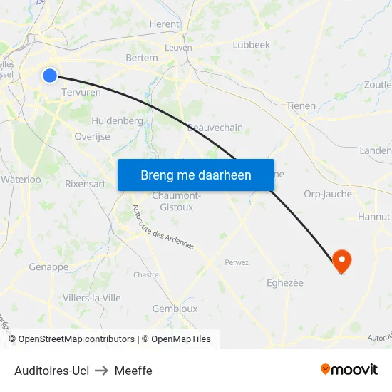 Auditoires-Ucl to Meeffe map