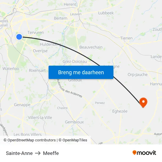 Sainte-Anne to Meeffe map