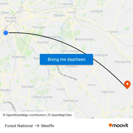 Forest National to Meeffe map