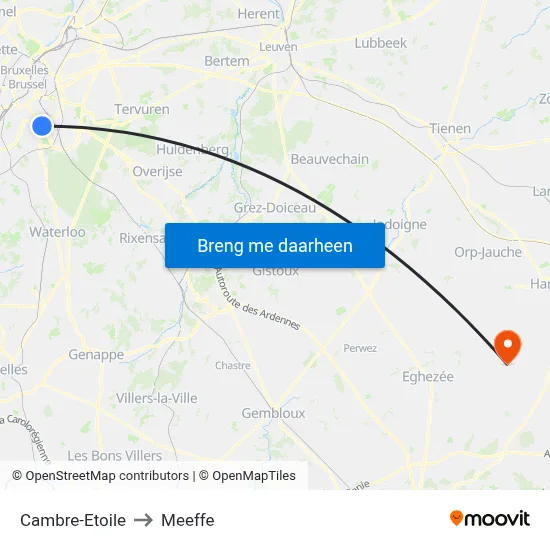 Cambre-Etoile to Meeffe map