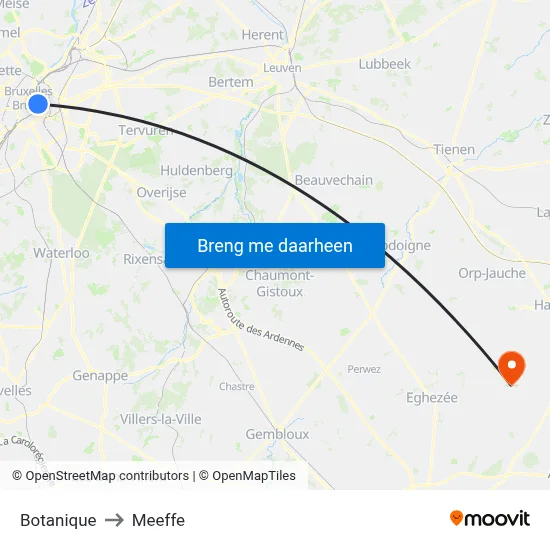 Botanique to Meeffe map