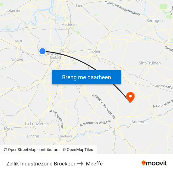 Zellik Industriezone Broekooi to Meeffe map