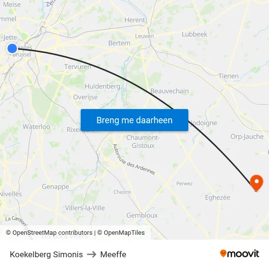 Koekelberg Simonis to Meeffe map