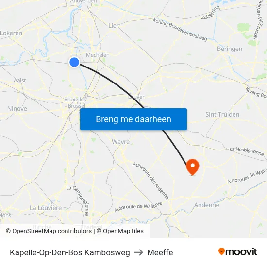 Kapelle-Op-Den-Bos Kambosweg to Meeffe map
