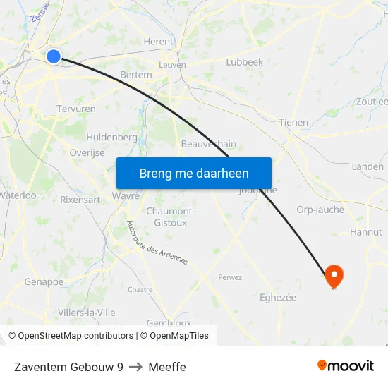 Zaventem Gebouw 9 to Meeffe map