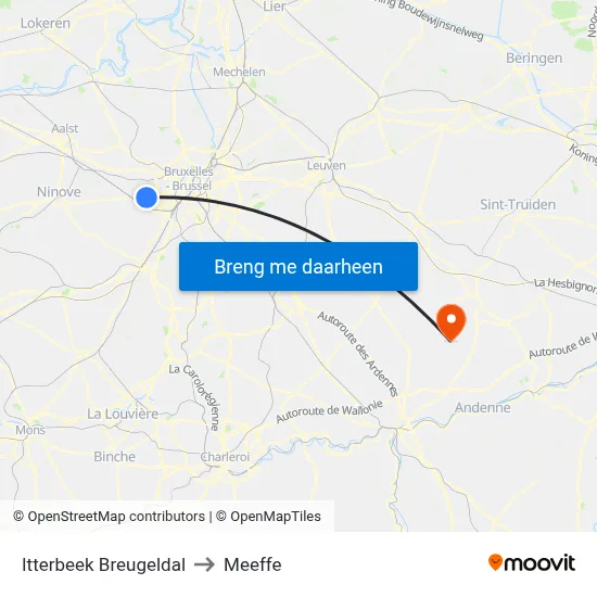 Itterbeek Breugeldal to Meeffe map