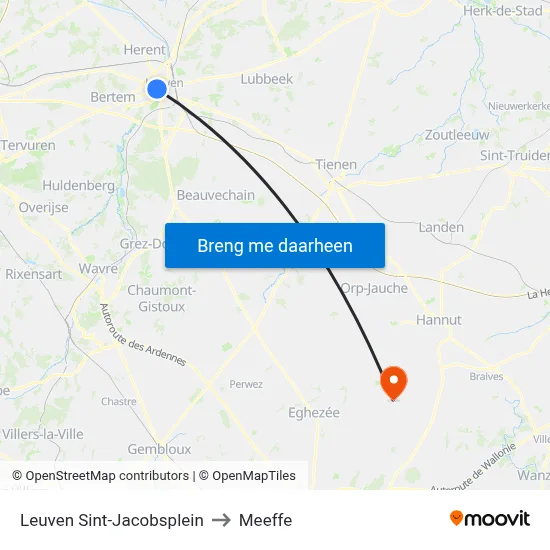 Leuven Sint-Jacobsplein to Meeffe map