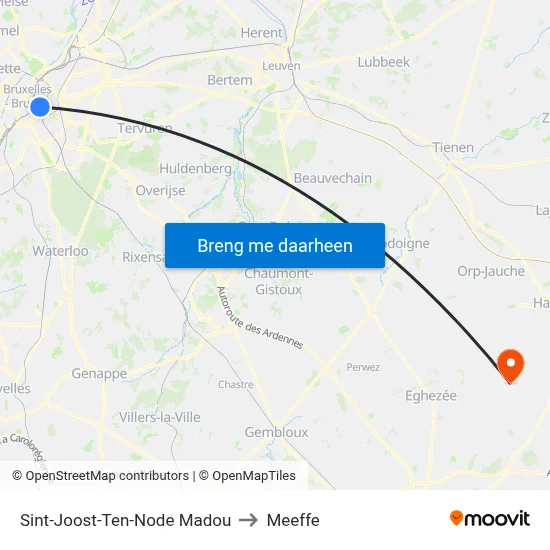 Sint-Joost-Ten-Node Madou to Meeffe map
