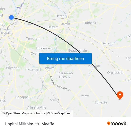 Hopital Militaire to Meeffe map