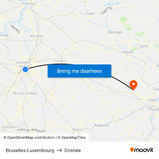 Bruxelles-Luxembourg to Crisnée map