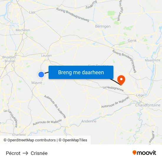 Pécrot to Crisnée map