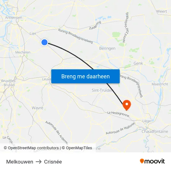 Melkouwen to Crisnée map