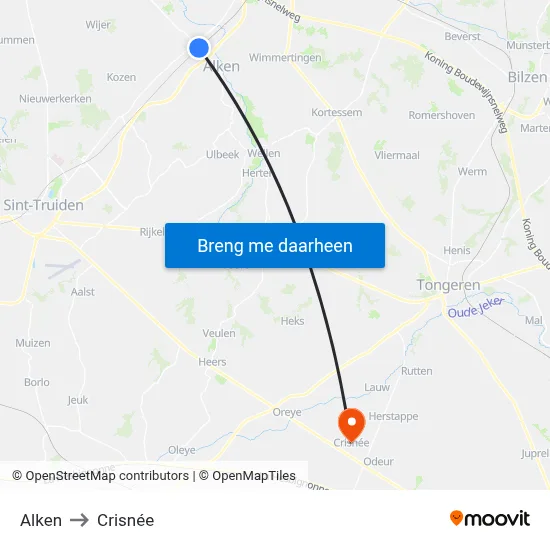 Alken to Crisnée map