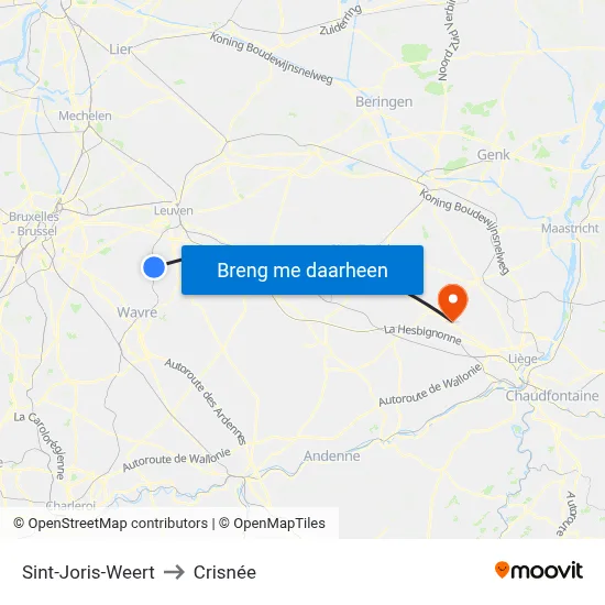 Sint-Joris-Weert to Crisnée map