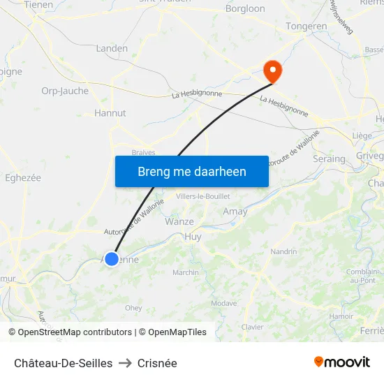 Château-De-Seilles to Crisnée map