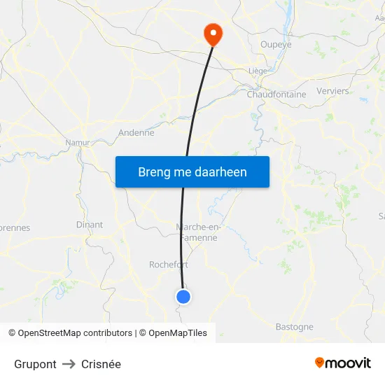 Grupont to Crisnée map