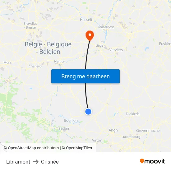 Libramont to Crisnée map