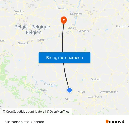 Marbehan to Crisnée map