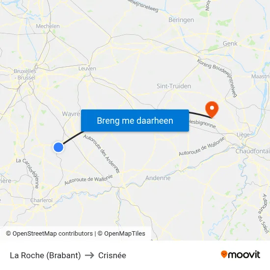 La Roche (Brabant) to Crisnée map