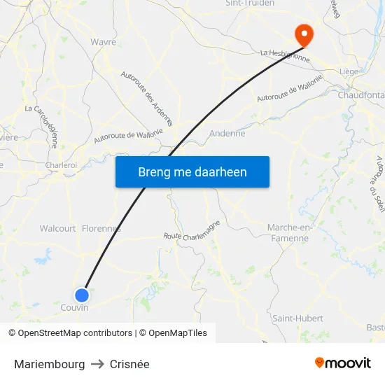 Mariembourg to Crisnée map