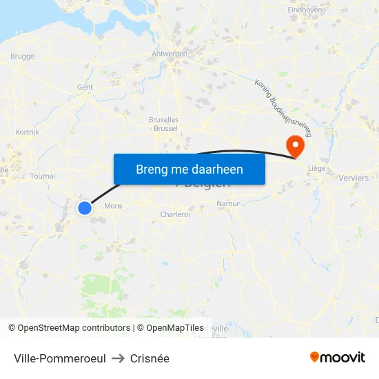 Ville-Pommeroeul to Crisnée map