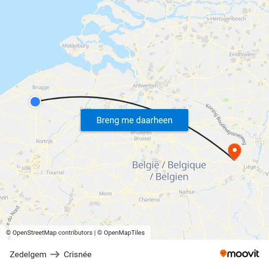 Zedelgem to Crisnée map