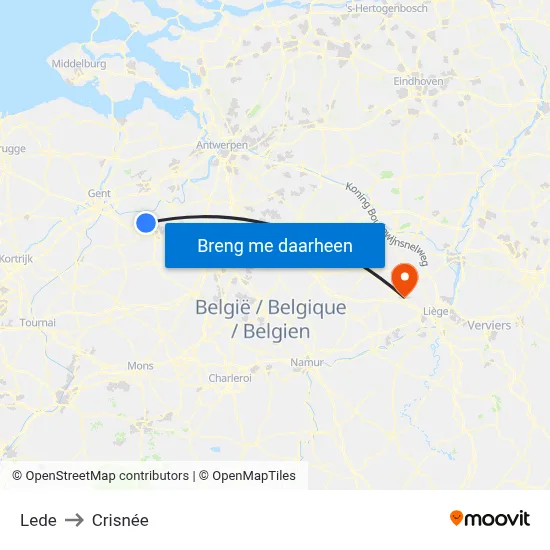 Lede to Crisnée map