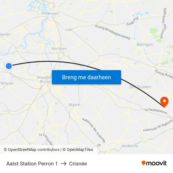 Aalst Station Perron 1 to Crisnée map
