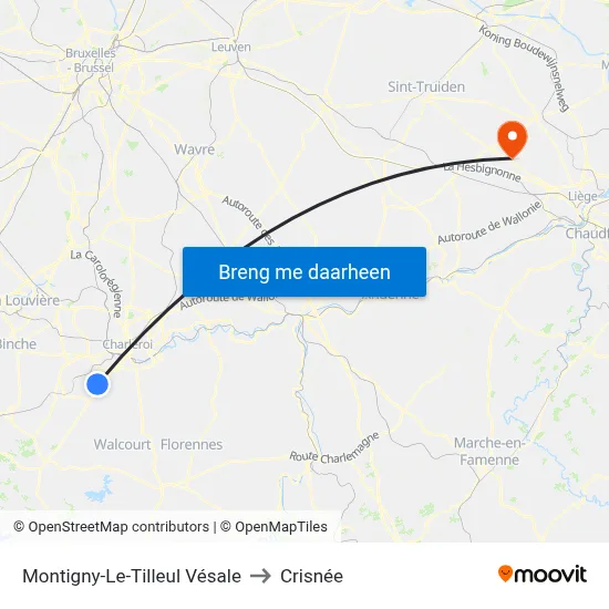 Montigny-Le-Tilleul Vésale to Crisnée map