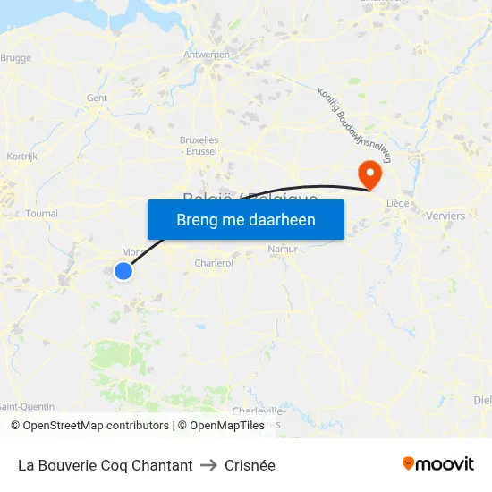 La Bouverie Coq Chantant to Crisnée map