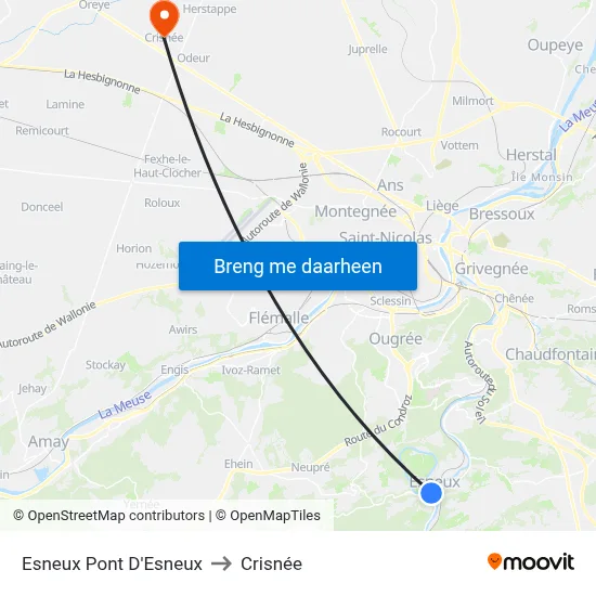Esneux Pont D'Esneux to Crisnée map