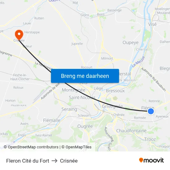 Fleron Cité du Fort to Crisnée map