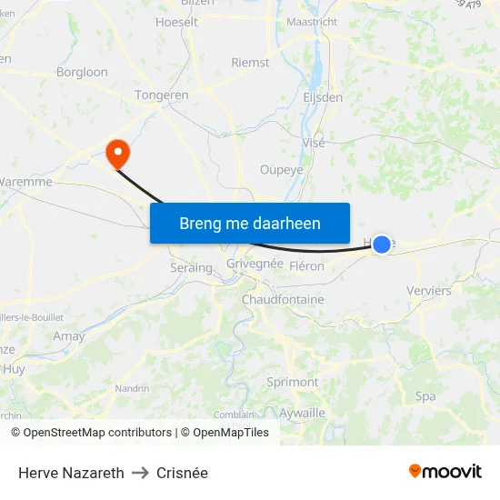 Herve Nazareth to Crisnée map