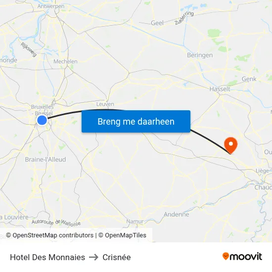 Delacroix to Crisnée map