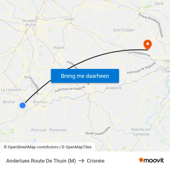 Anderlues Route De Thuin (M) to Crisnée map