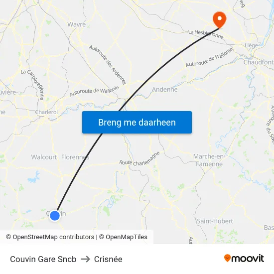 Couvin Gare Sncb to Crisnée map
