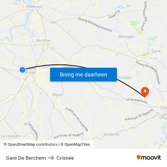 Gare De Berchem to Crisnée map